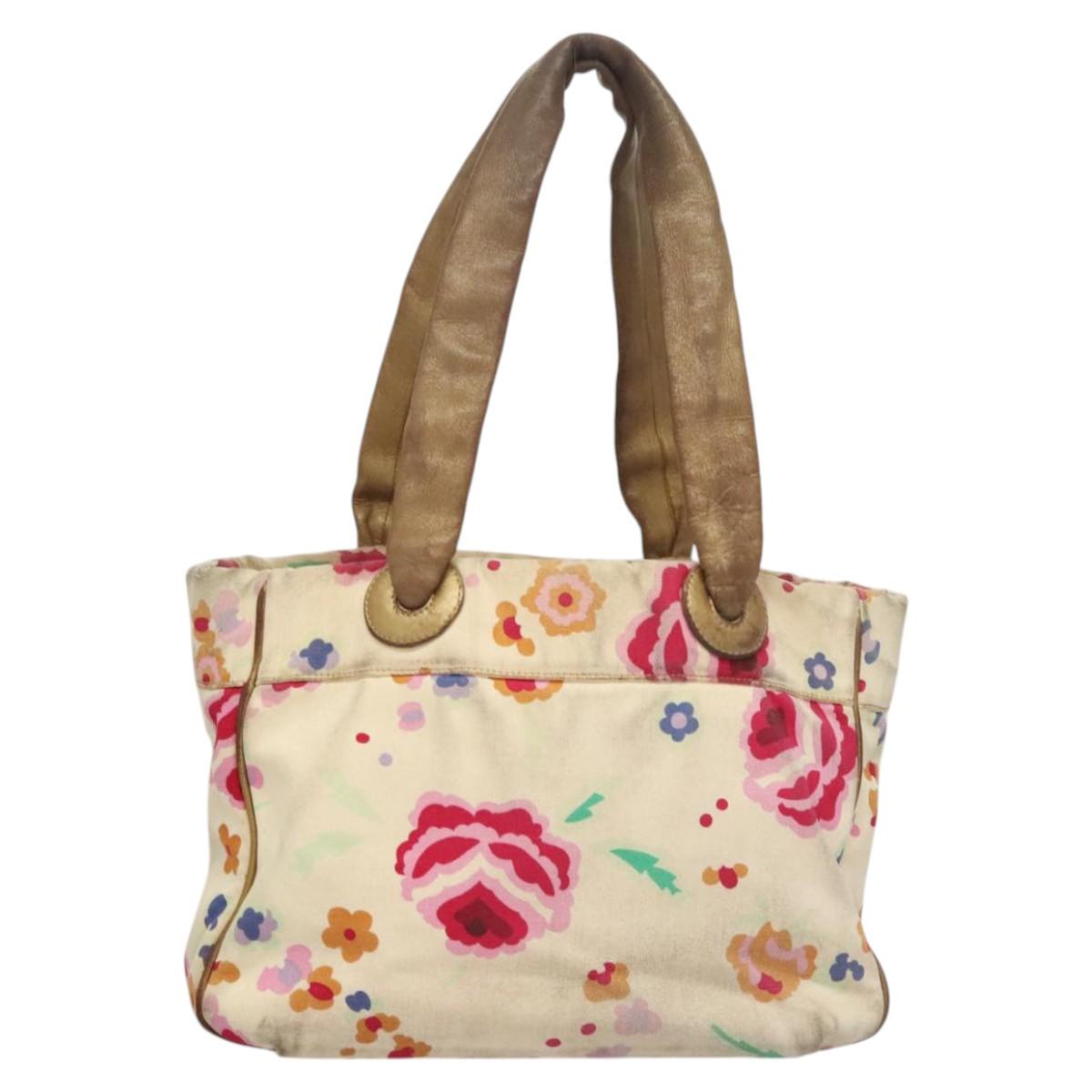 CHANEL Tote Bag Canvas White CC Auth BA1187