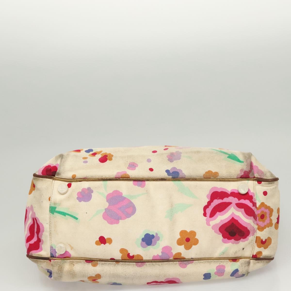 CHANEL Tote Bag Canvas White CC Auth BA1187