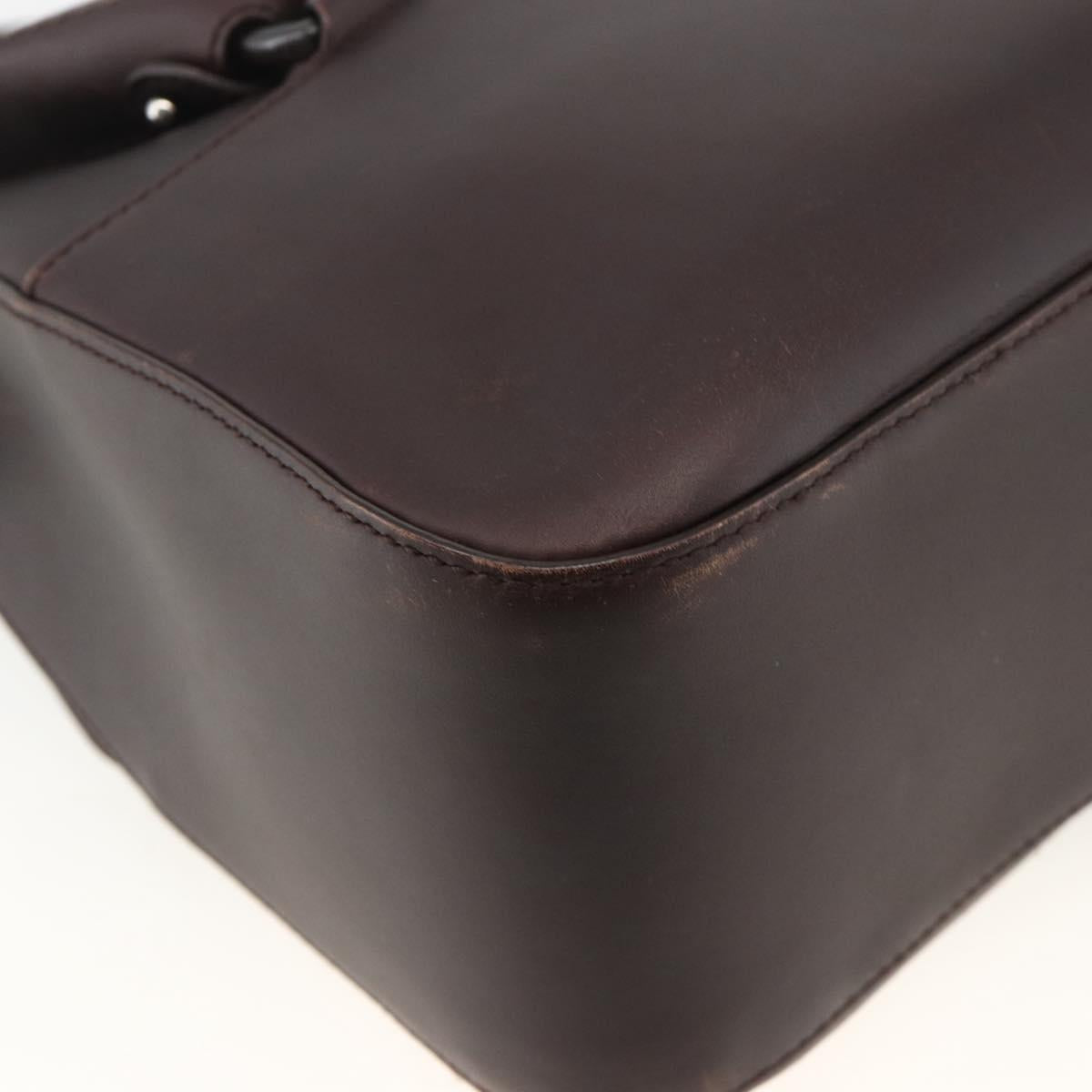 Salvatore Ferragamo Hand Bag Leather Brown Silver Auth BA11870A