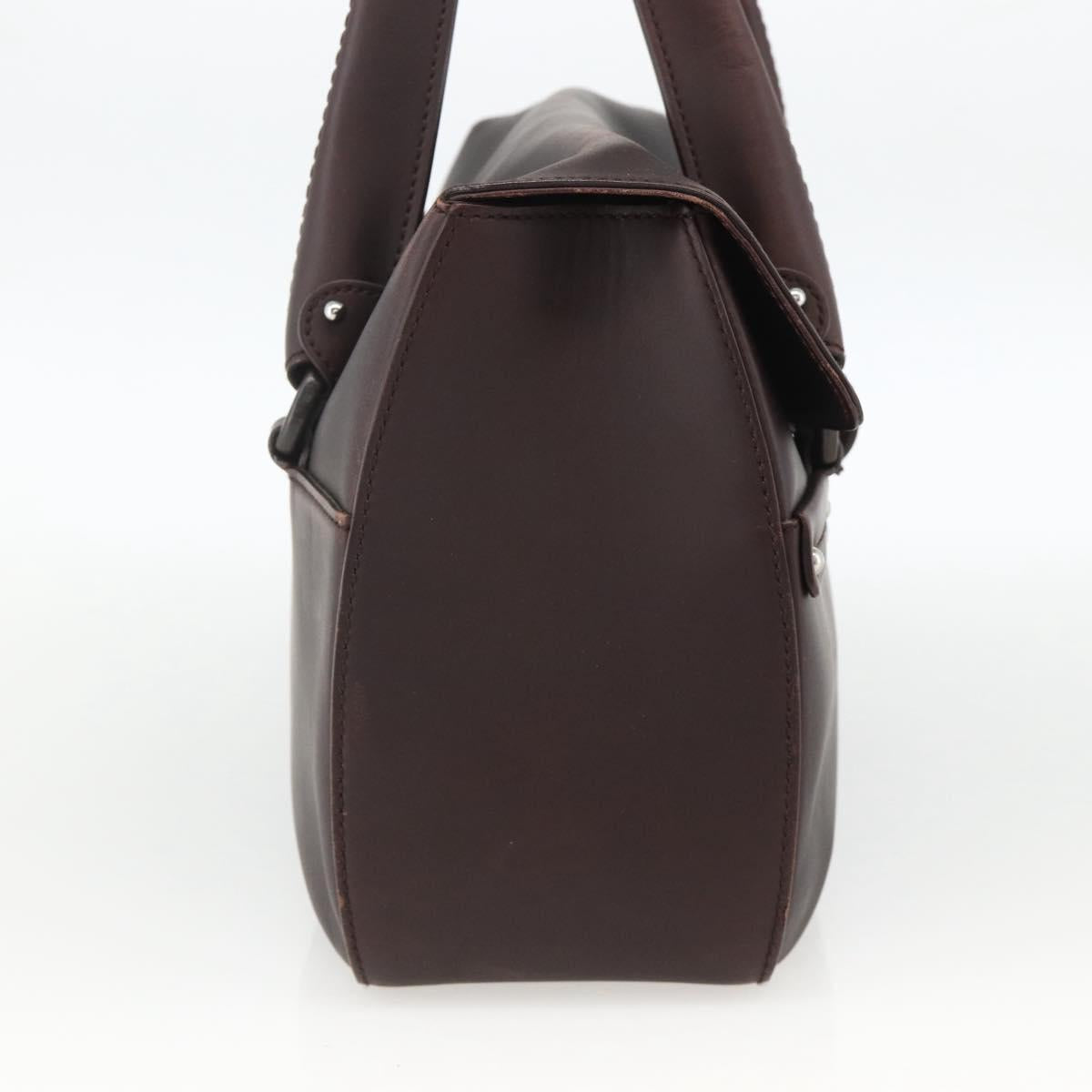 Salvatore Ferragamo Hand Bag Leather Brown Silver Auth BA11870A