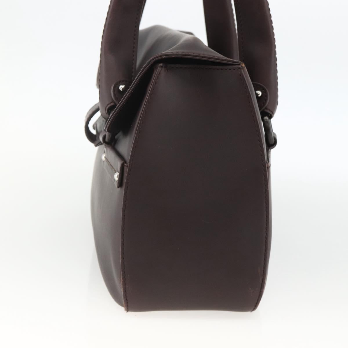 Salvatore Ferragamo Hand Bag Leather Brown Silver Auth BA11870A