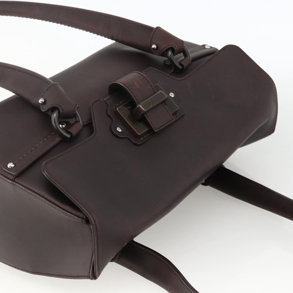Salvatore Ferragamo Hand Bag Leather Brown Silver Auth BA11870A