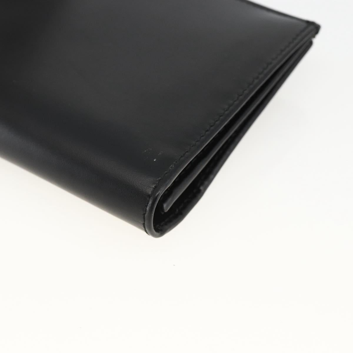 Salvatore Ferragamo Gancini Long Wallet Leather Black Silver Auth BA11875A