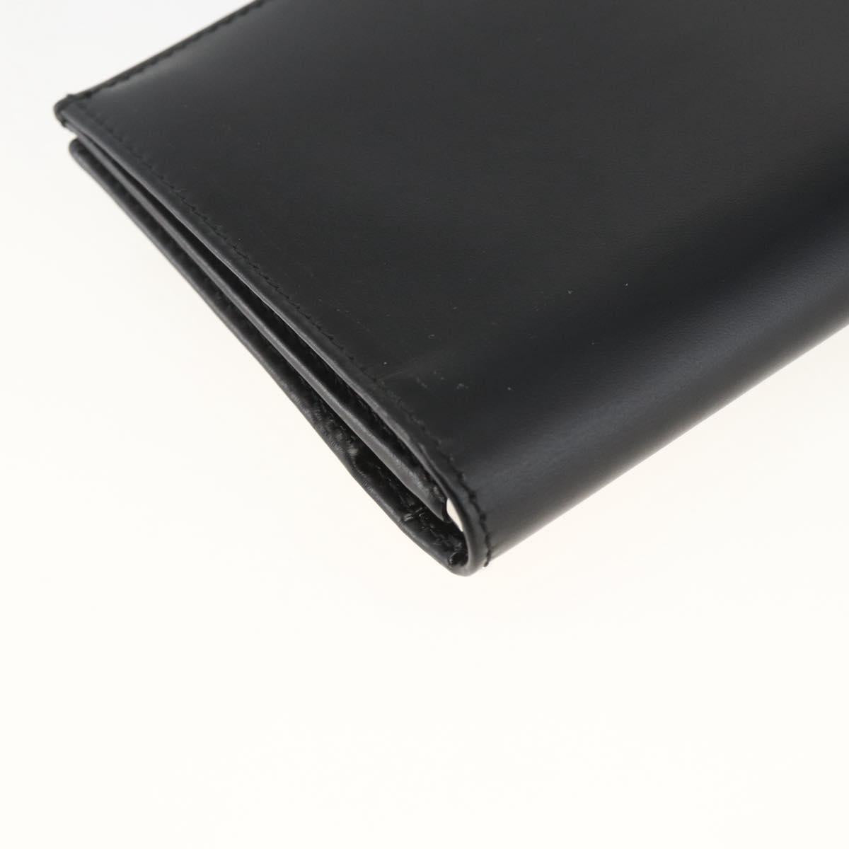 Salvatore Ferragamo Gancini Long Wallet Leather Black Silver Auth BA11875A