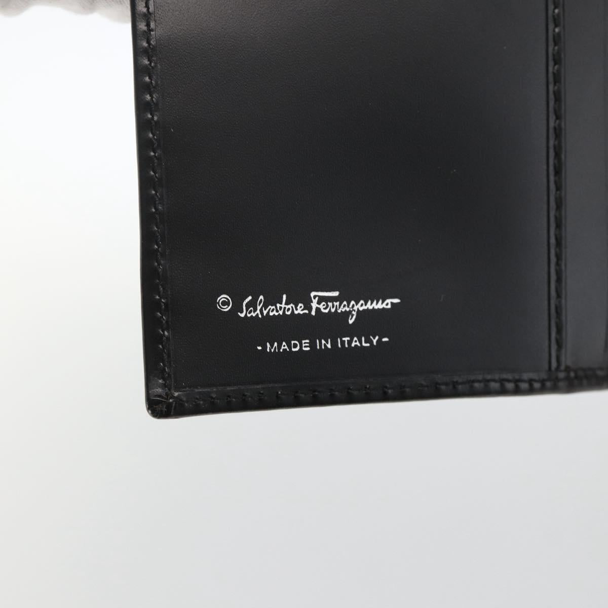 Salvatore Ferragamo Gancini Long Wallet Leather Black Silver Auth BA11875A