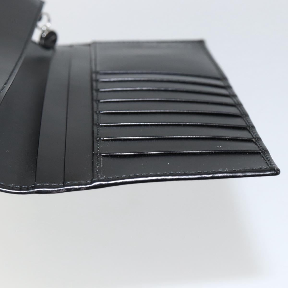 Salvatore Ferragamo Gancini Long Wallet Leather Black Silver Auth BA11875A