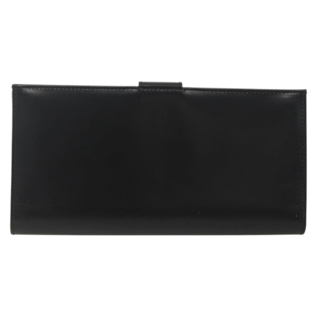 Salvatore Ferragamo Gancini Long Wallet Leather Black Silver Auth BA11875A