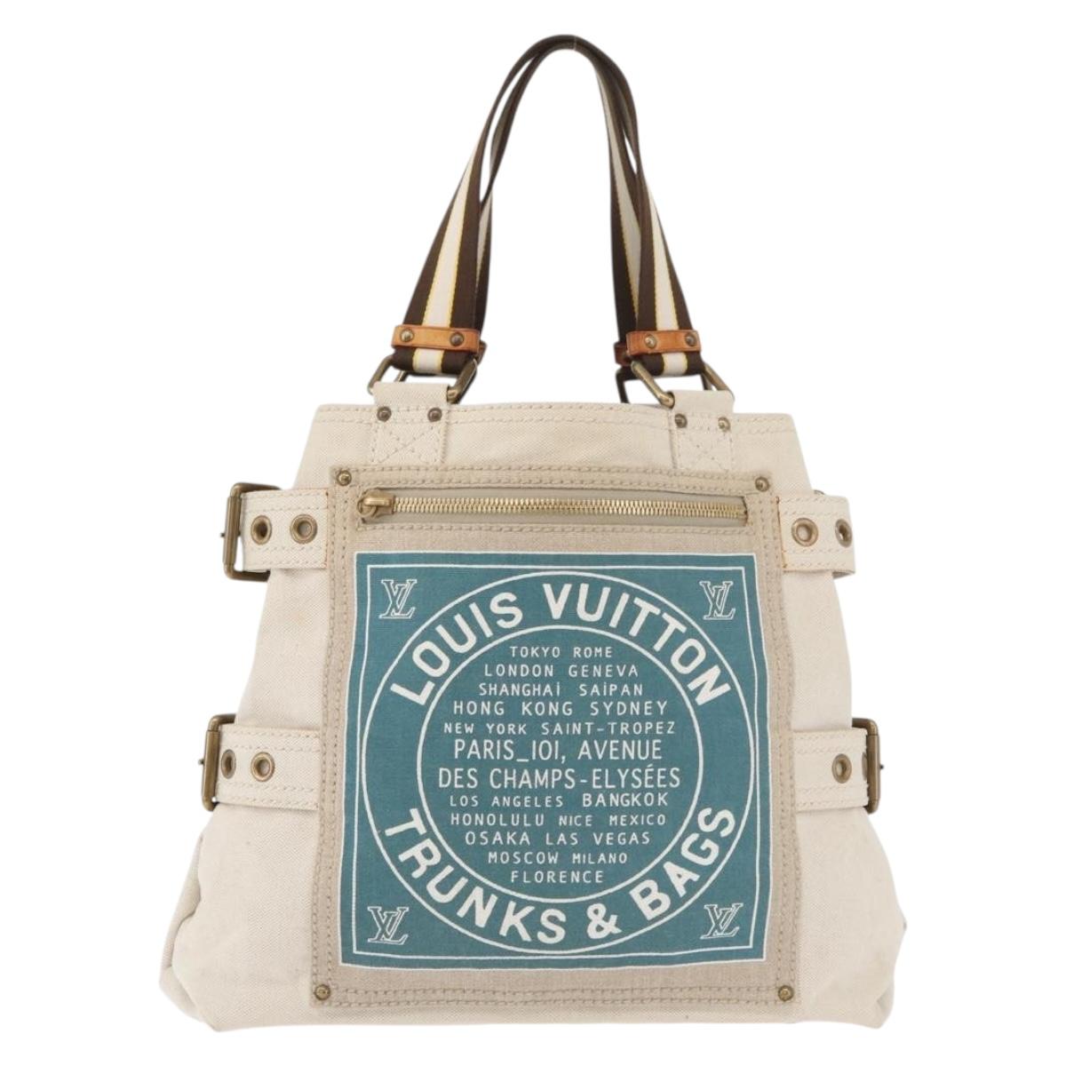 LOUIS VUITTON Cruise line Glove shopper MM Bag Canvas Beige M95114 LV Auth BA11878A