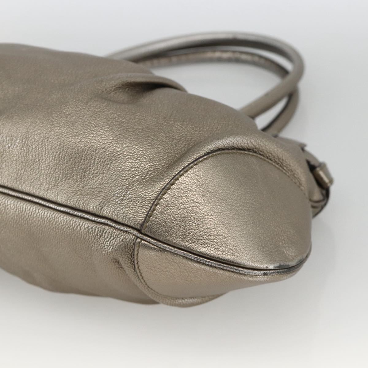 Salvatore Ferragamo Gancini Hand Bag Leather Gold Silver Auth BA11899