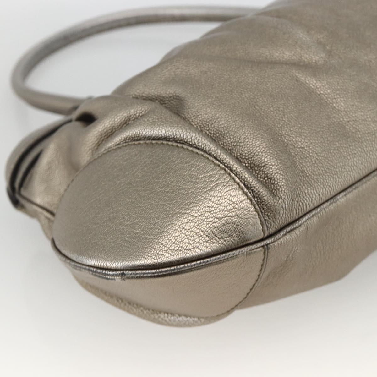 Salvatore Ferragamo Gancini Hand Bag Leather Gold Silver Auth BA11899