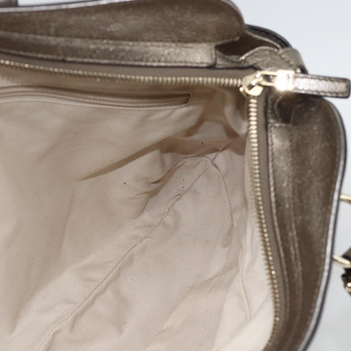Salvatore Ferragamo Gancini Hand Bag Leather Gold Silver Auth BA11899