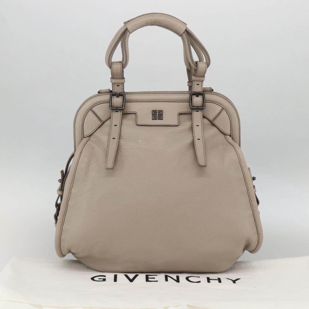 GIVENCHY Hand Bag Leather 2way Gray Auth BA11904A