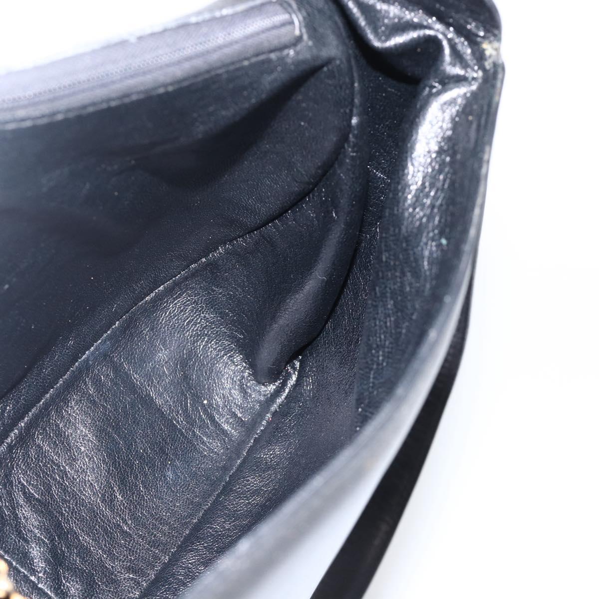 CELINE Horse Carriage Shoulder Bag Leather Black Gold Auth BA11909