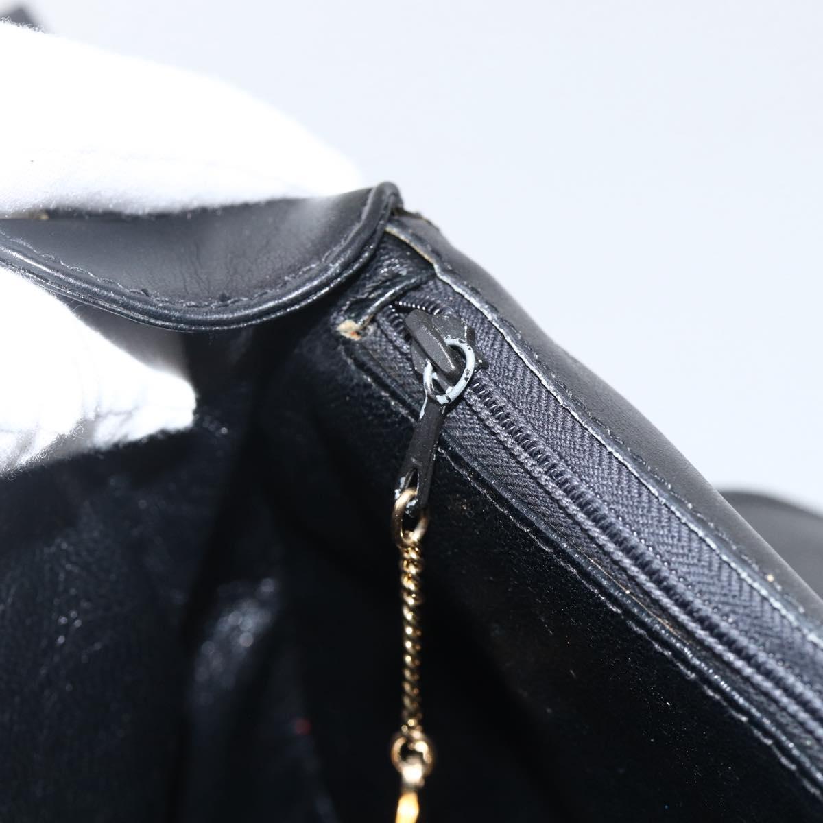 CELINE Horse Carriage Shoulder Bag Leather Black Gold Auth BA11909