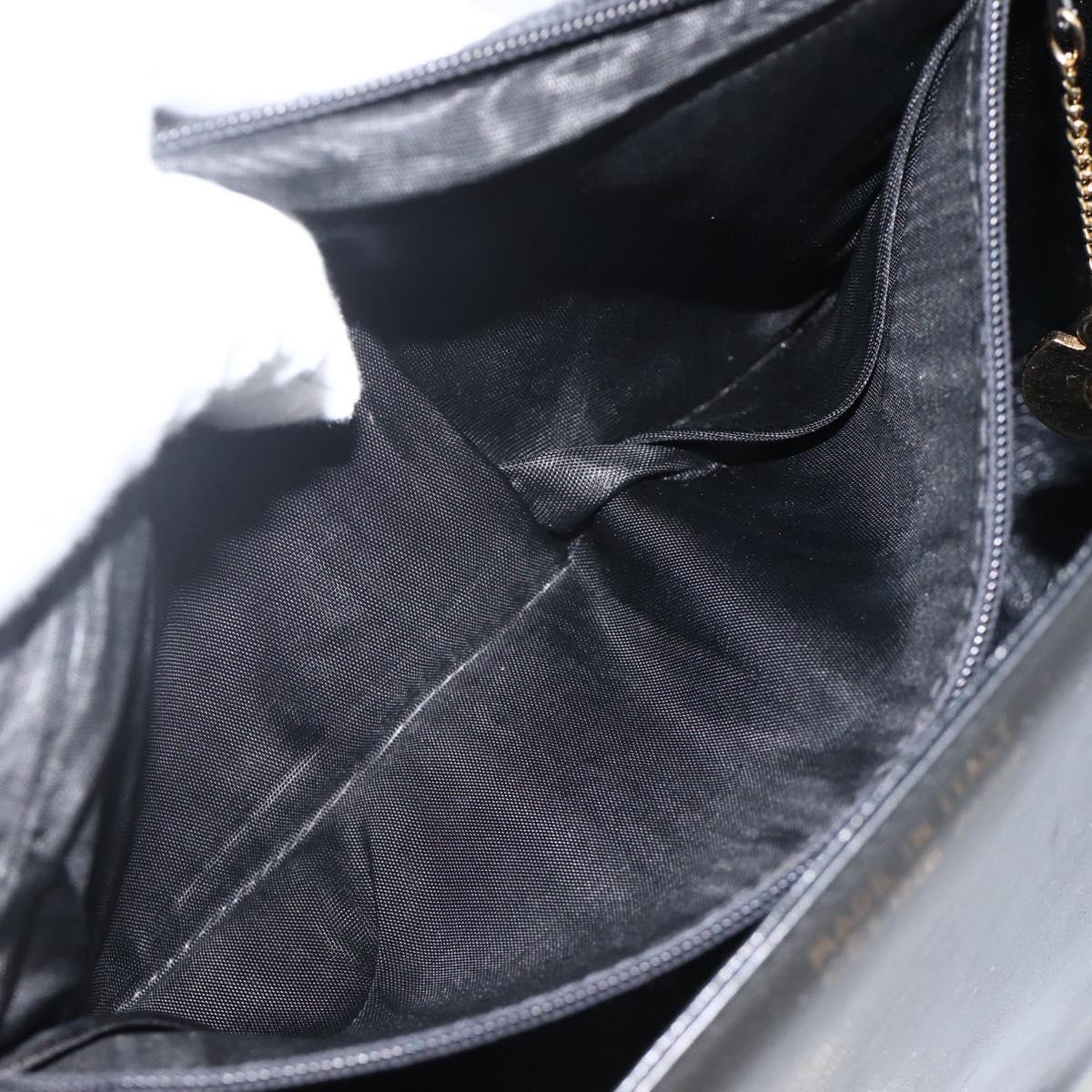 CELINE Horse Carriage Shoulder Bag Leather Black Gold Auth BA11909