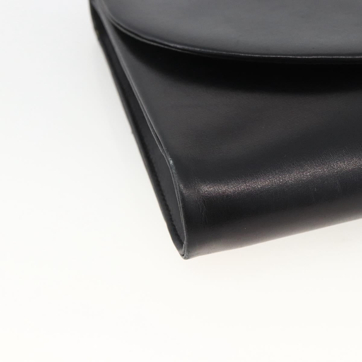 Christian Dior Shoulder Bag Leather Black Gold Auth BA11919