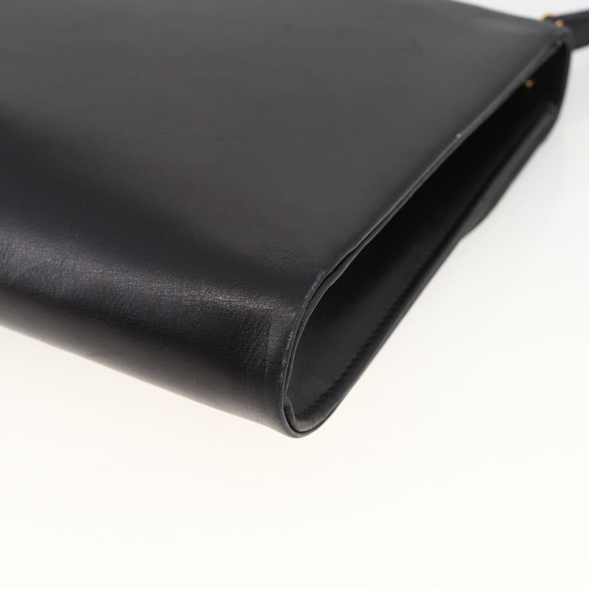 Christian Dior Shoulder Bag Leather Black Gold Auth BA11919