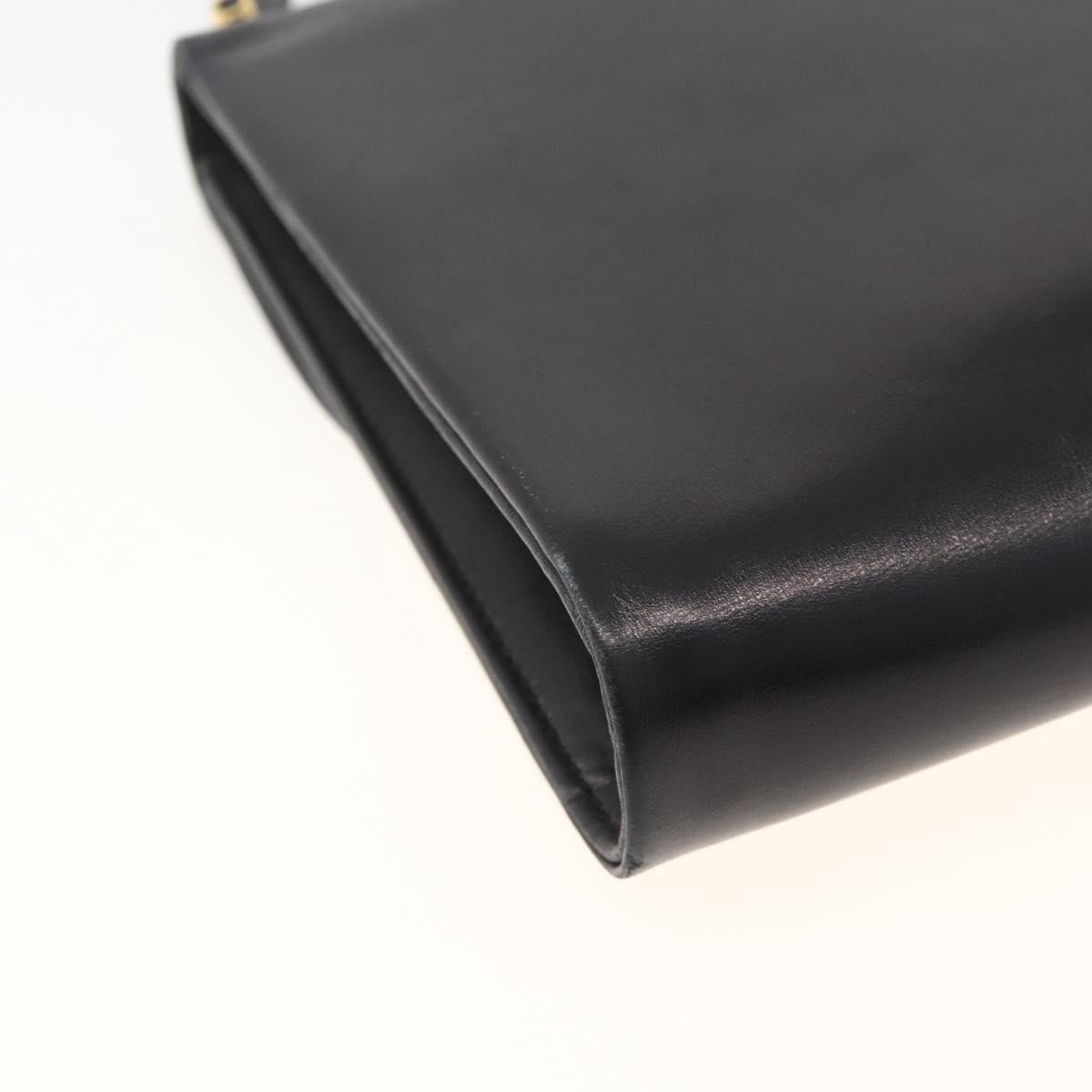 Christian Dior Shoulder Bag Leather Black Gold Auth BA11919