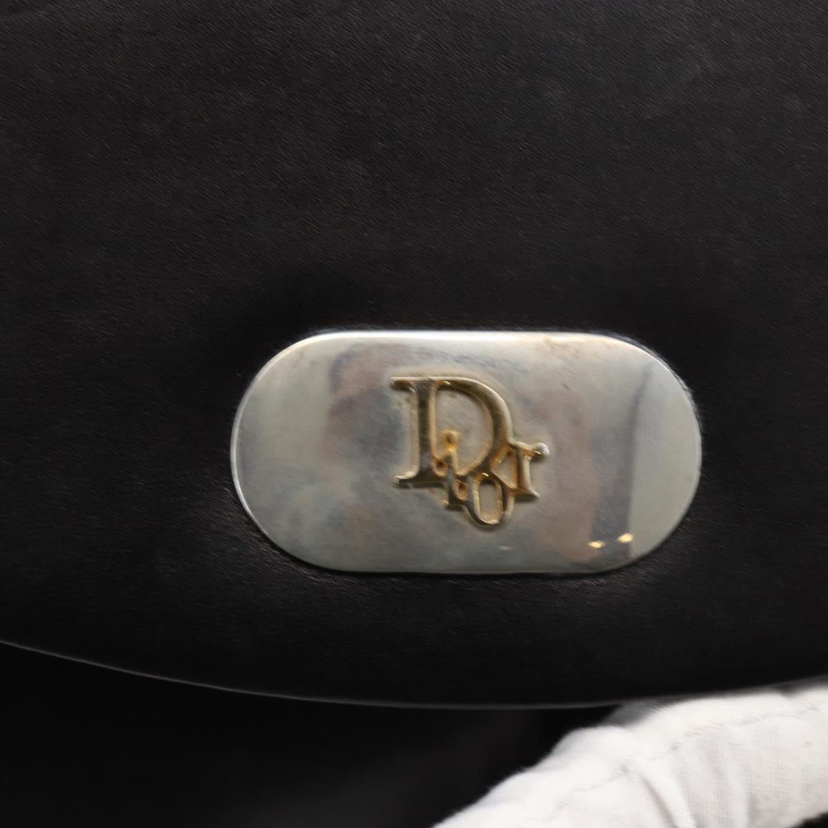 Christian Dior Shoulder Bag Leather Black Gold Auth BA11919