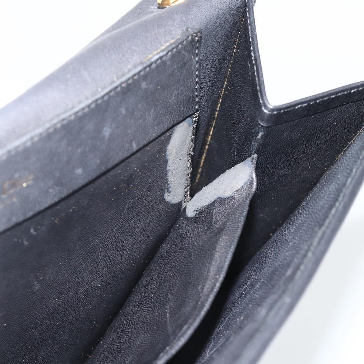 Christian Dior Shoulder Bag Leather Black Gold Auth BA11919