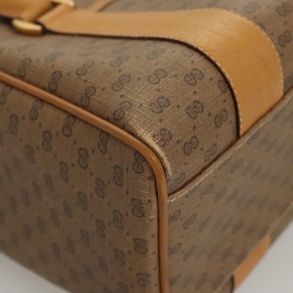 GUCCI Micro GG Supreme Hand Bag PVC Beige Gold Auth BA1192