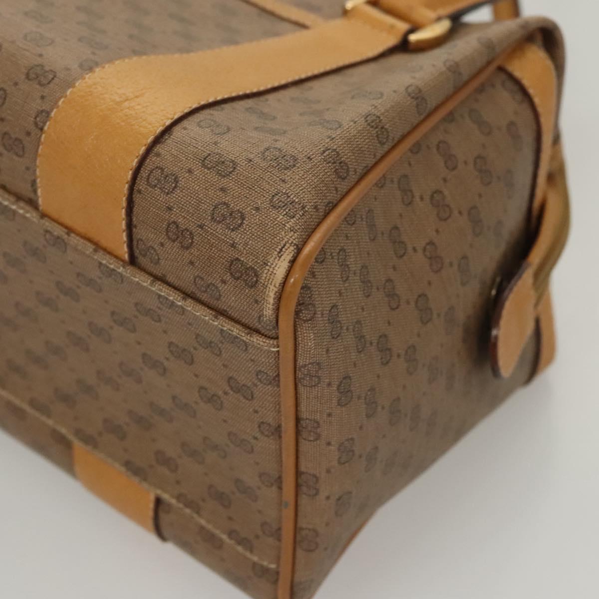 GUCCI Micro GG Supreme Hand Bag PVC Beige Gold Auth BA1192