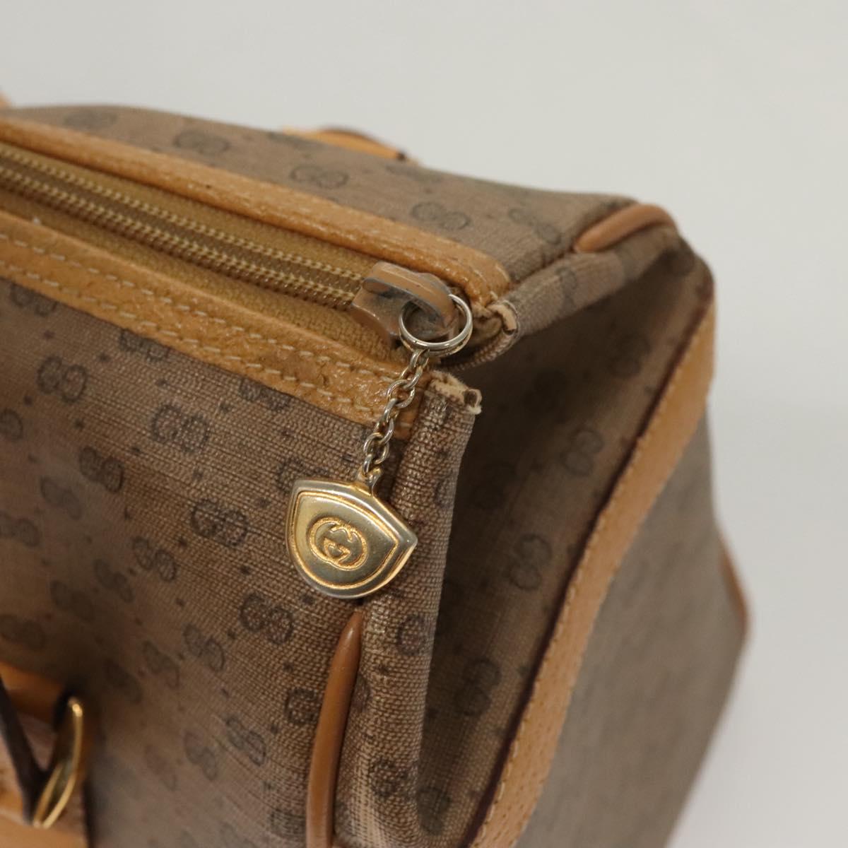 GUCCI Micro GG Supreme Hand Bag PVC Beige Gold Auth BA1192