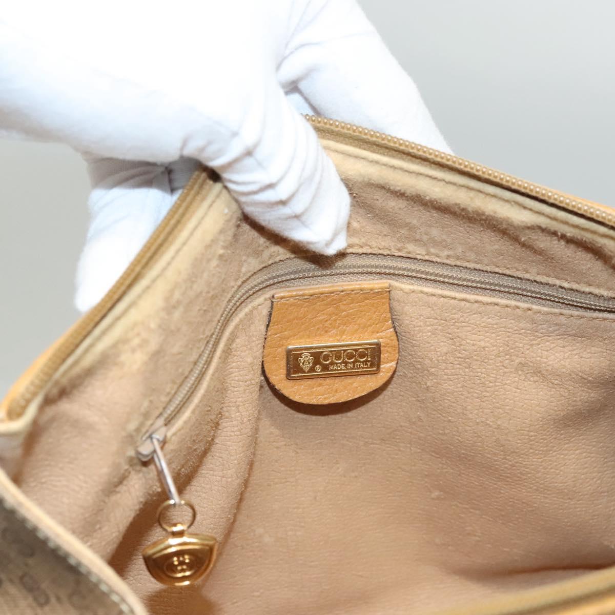 GUCCI Micro GG Supreme Hand Bag PVC Beige Gold Auth BA1192
