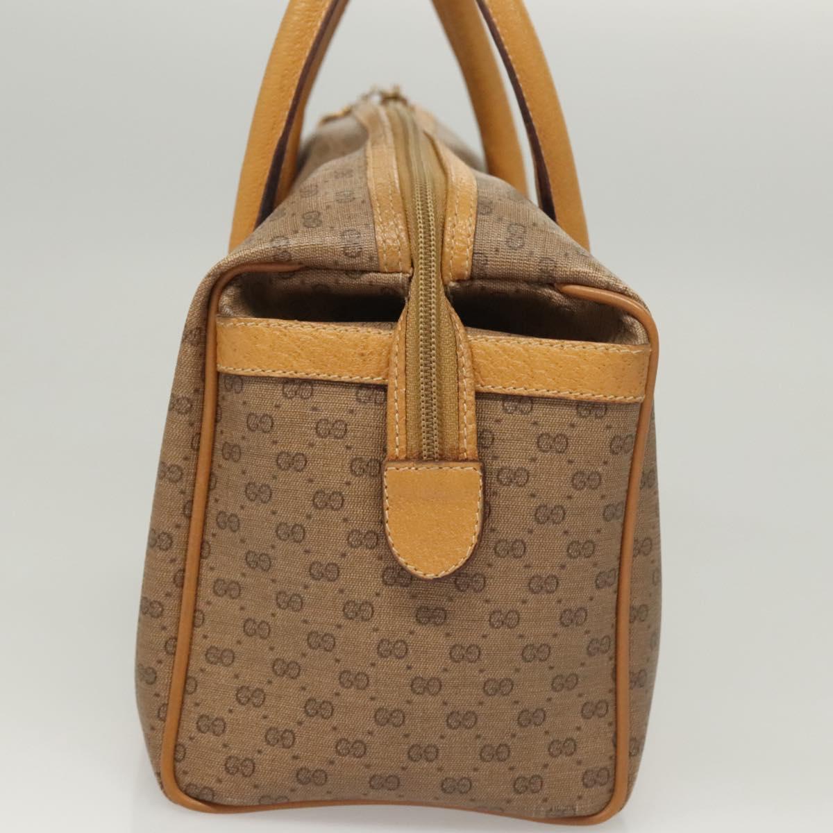 GUCCI Micro GG Supreme Hand Bag PVC Beige Gold Auth BA1192