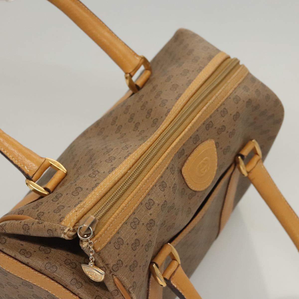 GUCCI Micro GG Supreme Hand Bag PVC Beige Gold Auth BA1192