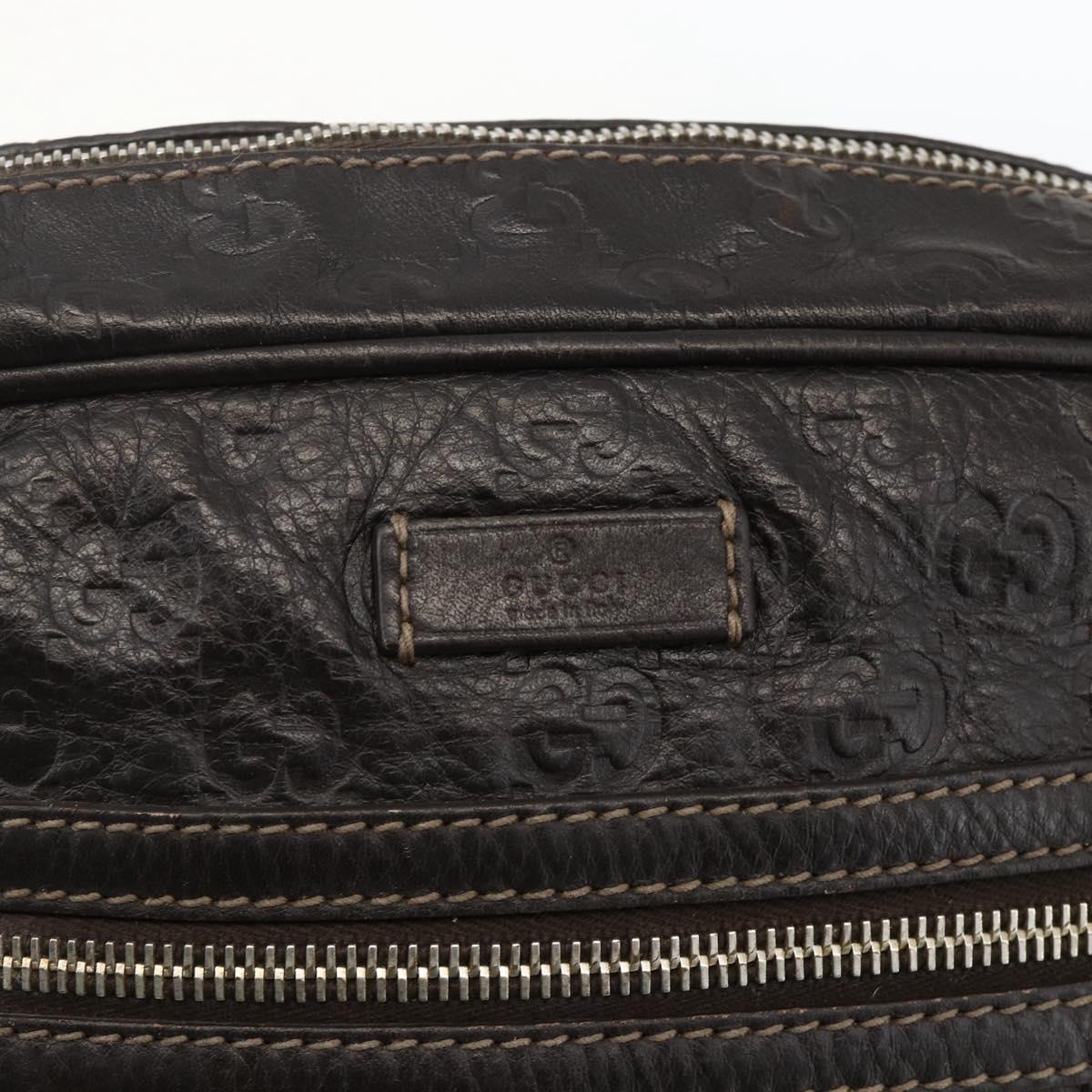 GUCCI GG Canvas Guccissima Shoulder Bag Leather Black Gold 201448 Auth BA11920