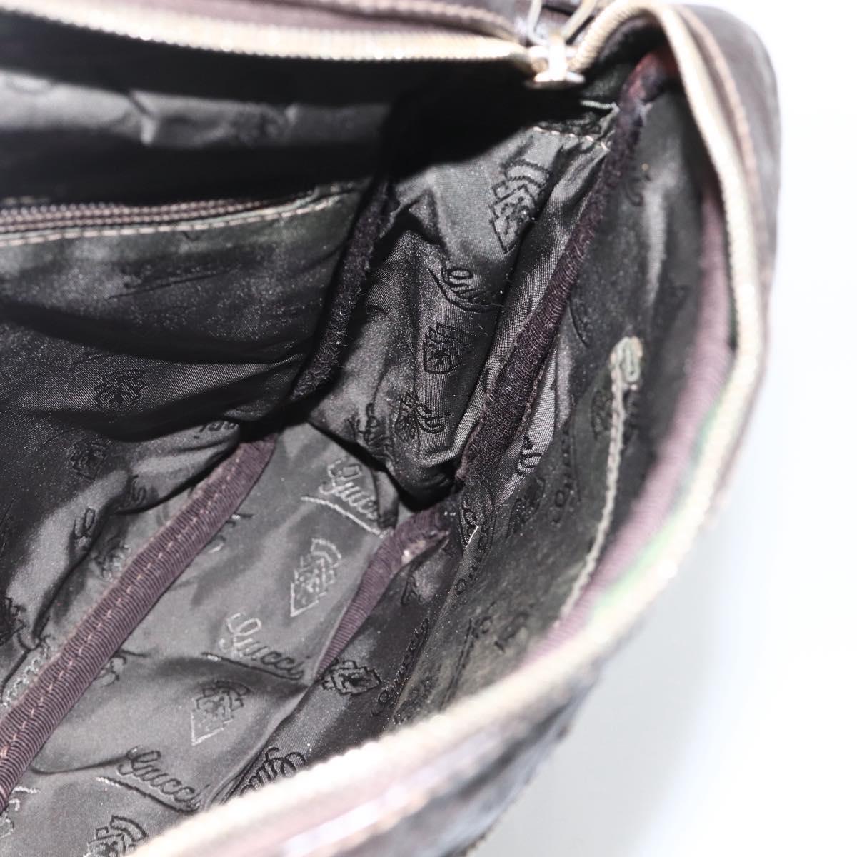 GUCCI GG Canvas Guccissima Shoulder Bag Leather Black Gold 201448 Auth BA11920