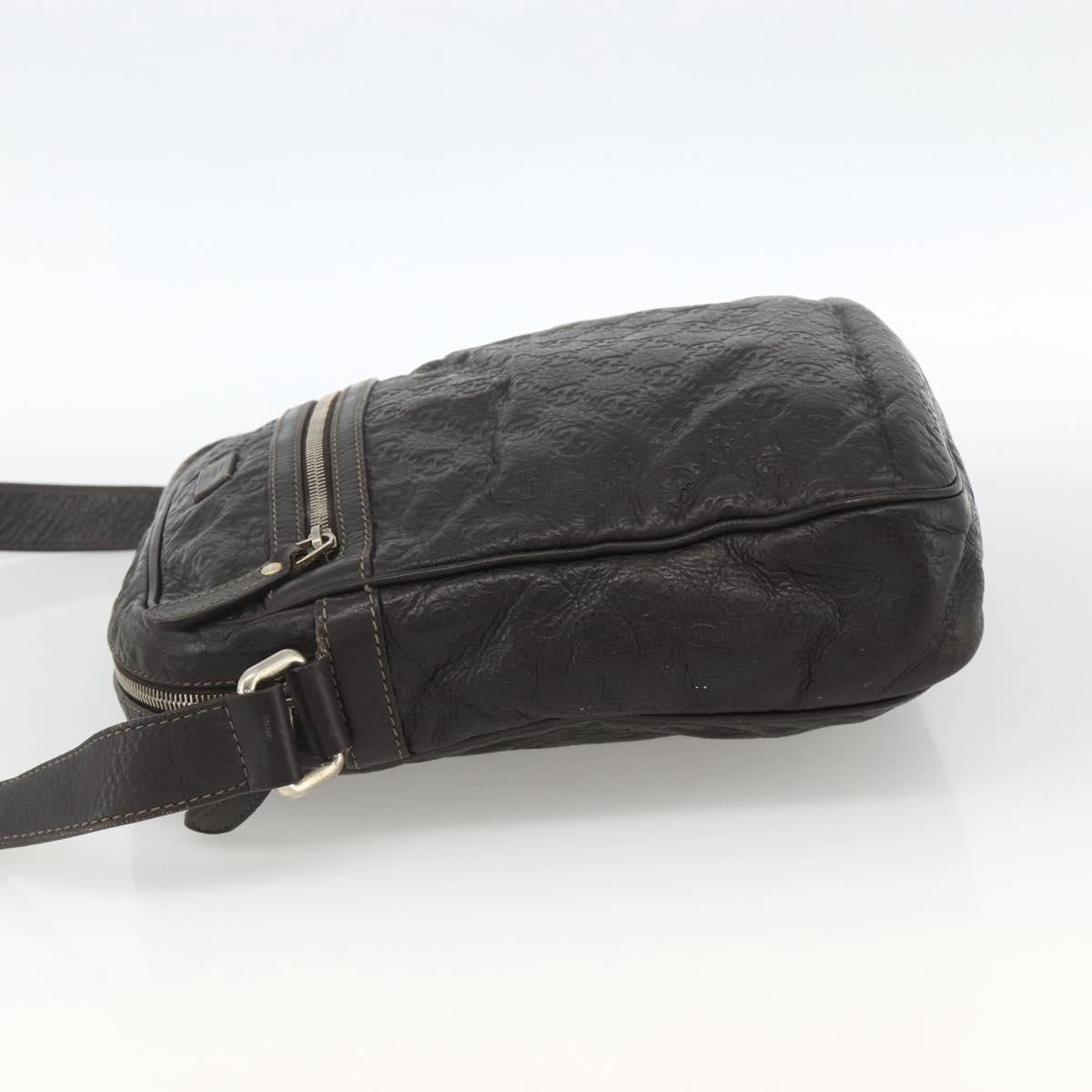 GUCCI GG Canvas Guccissima Shoulder Bag Leather Black Gold 201448 Auth BA11920