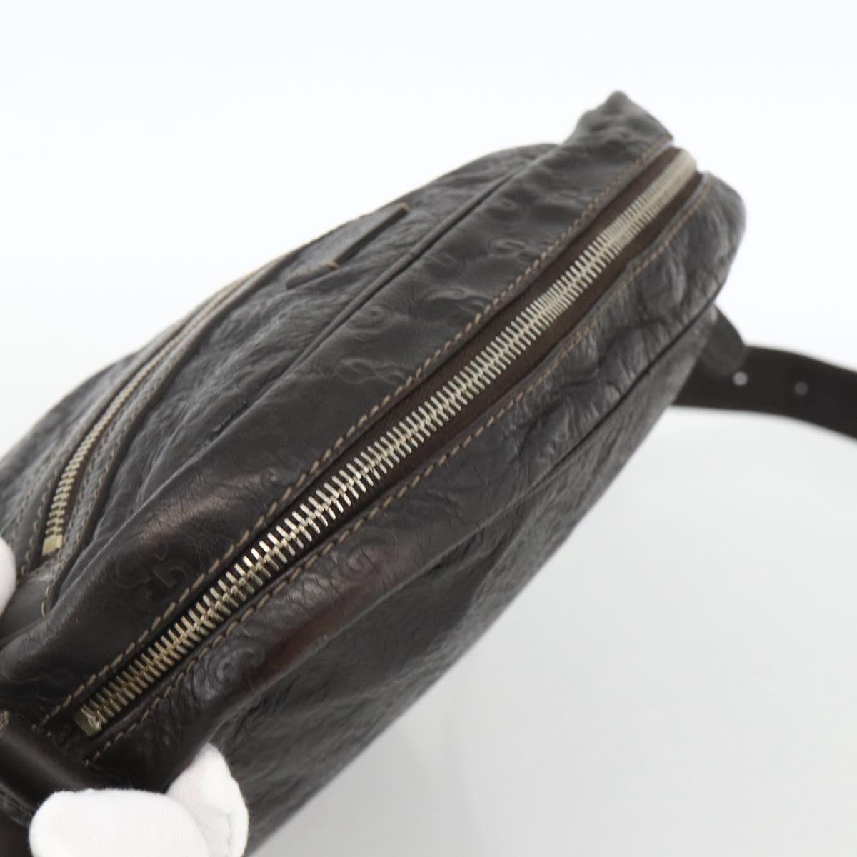 GUCCI GG Canvas Guccissima Shoulder Bag Leather Black Gold 201448 Auth BA11920