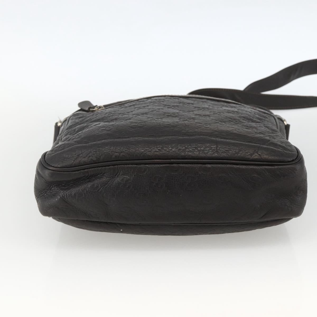 GUCCI GG Canvas Guccissima Shoulder Bag Leather Black Gold 201448 Auth BA11920