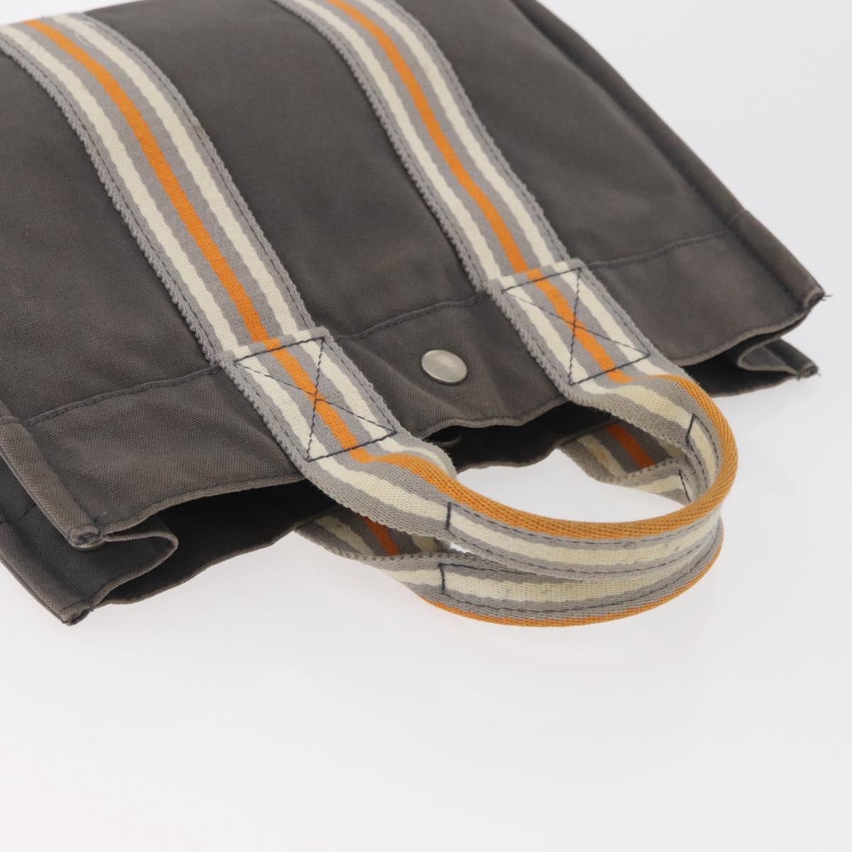 HERMES Fourre Tout PM Tote Bag Canvas Gray Silver Auth BA11923