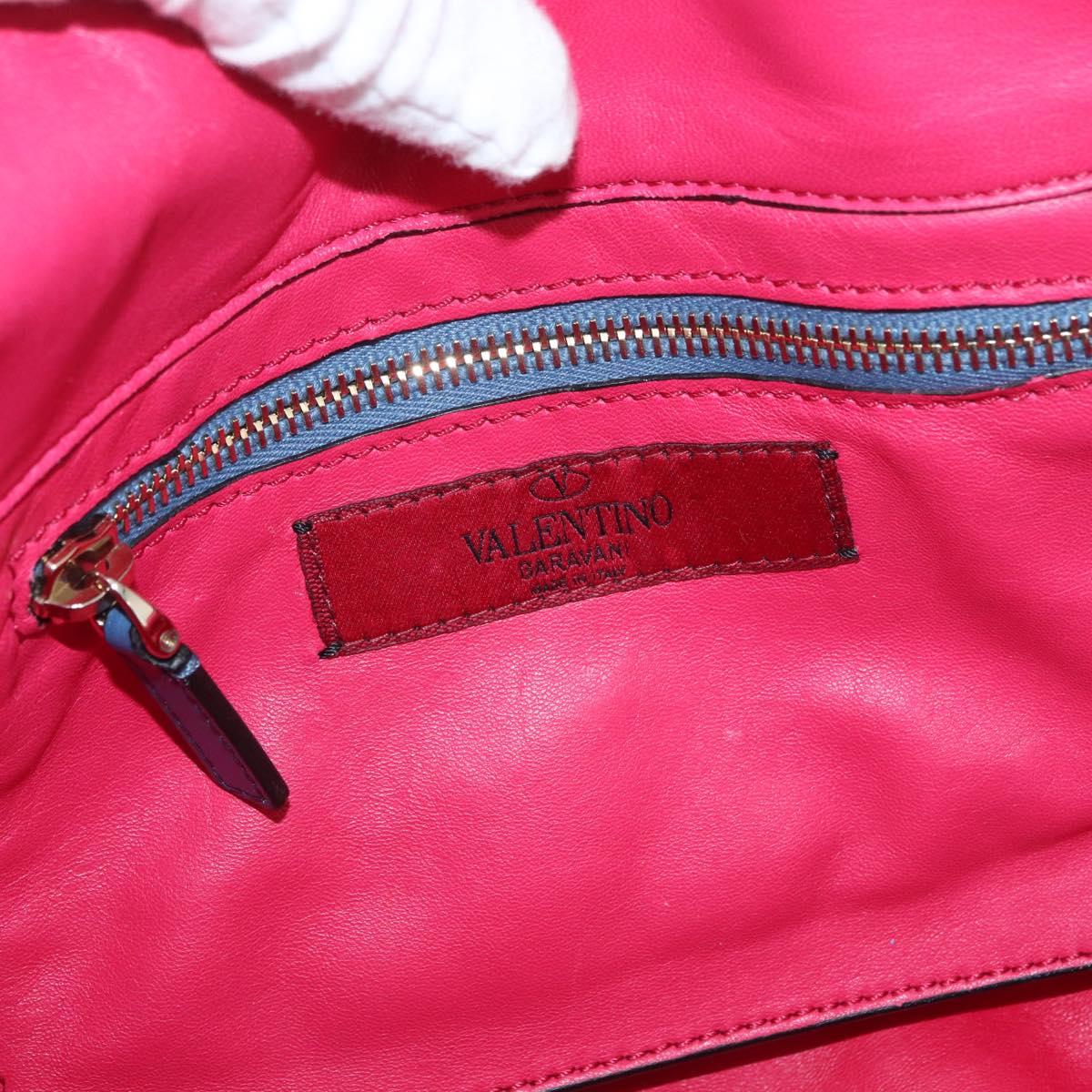 VALENTINO Rock Studs Hand Bag Leather 2way Multicolor Gold Auth BA11942A
