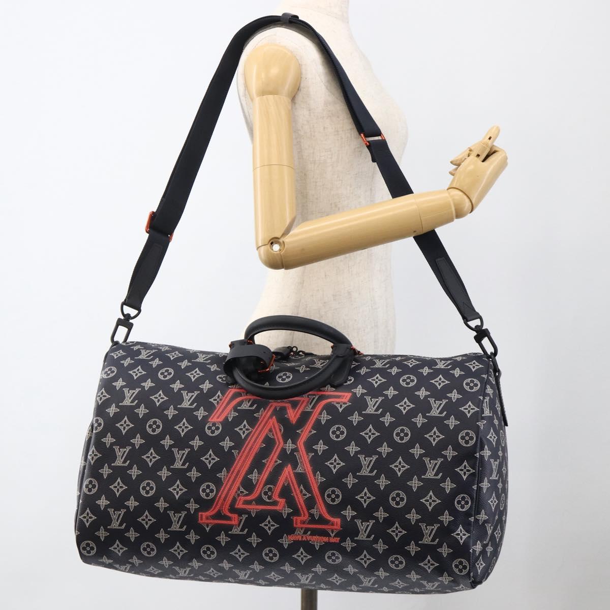 LOUIS VUITTON Ink Up Side Down Keepall Bandouliere 50 Bag M43684 Auth BA11968SAM