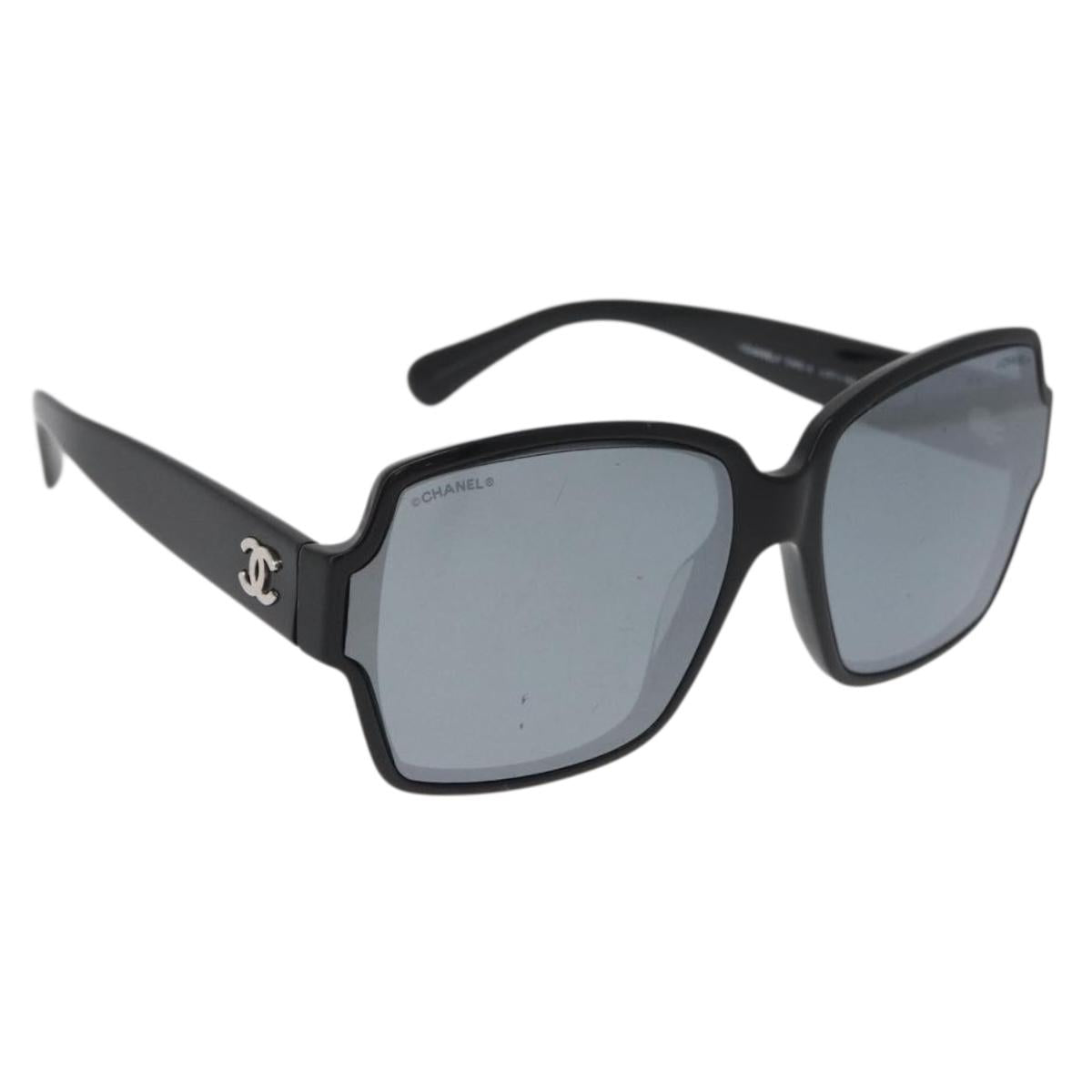 CHANEL COCO Mark Sunglasses plastic Black 5385-A CC Auth BA11986