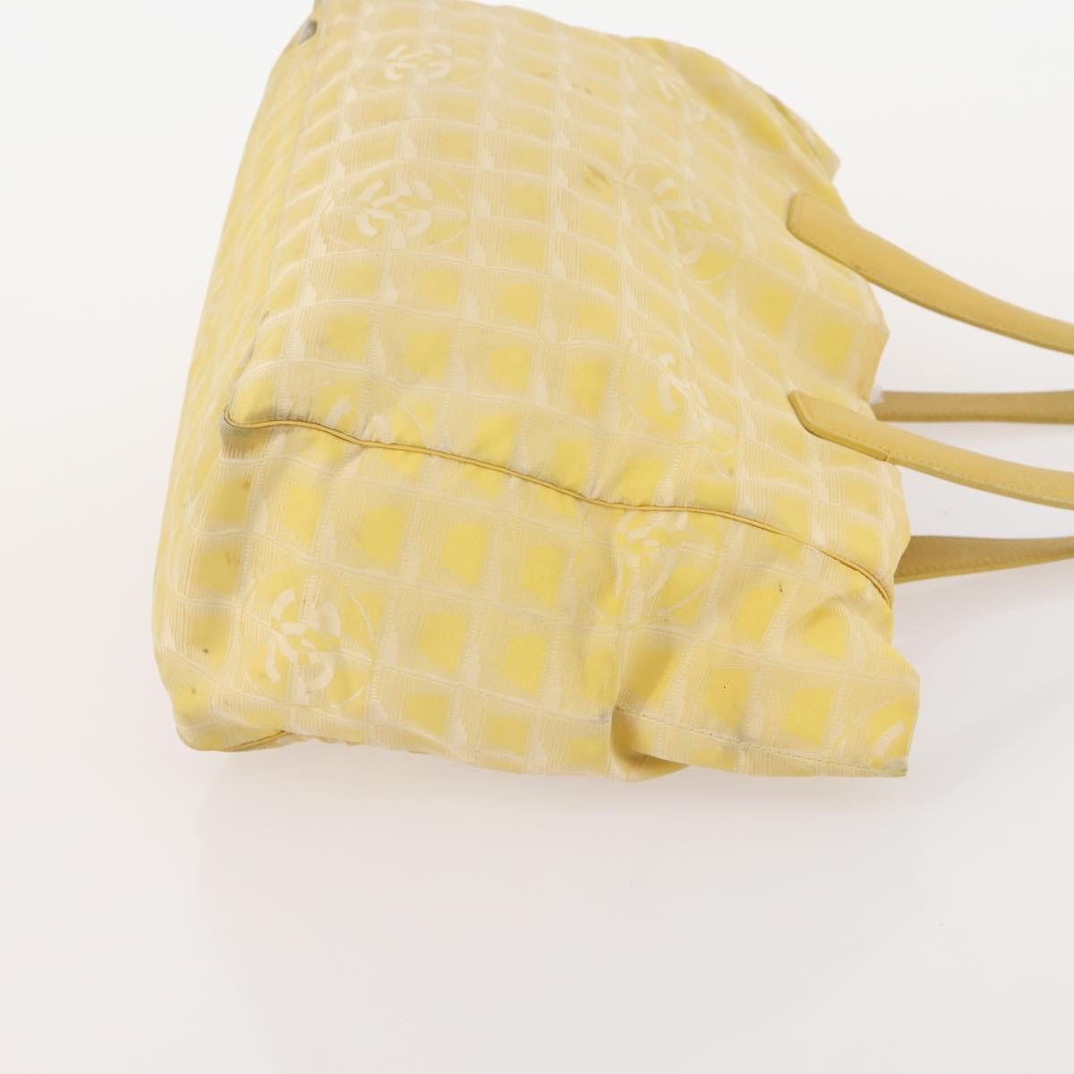 CHANEL New Travel line Tote Bag Nylon 2 Set Yellow Beige CC Auth BA11997