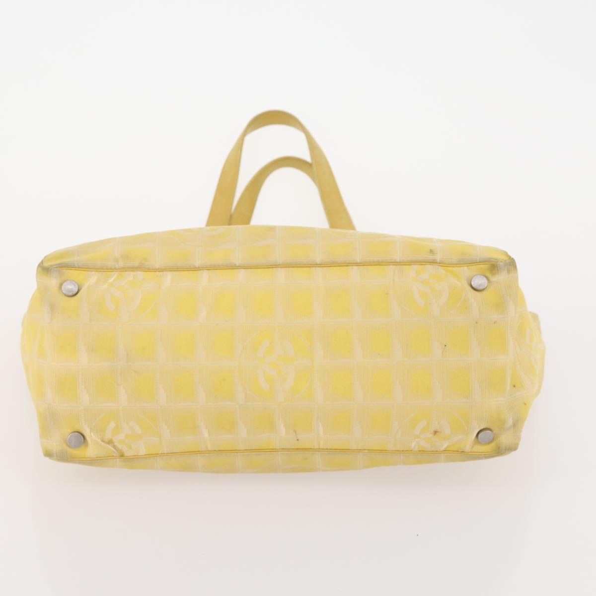 CHANEL New Travel line Tote Bag Nylon 2 Set Yellow Beige CC Auth BA11997