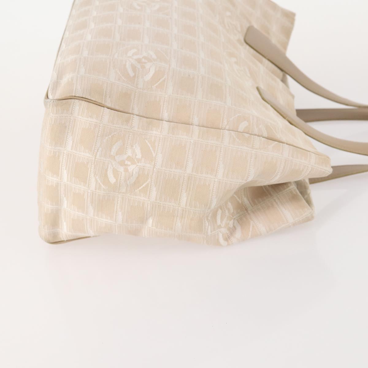 CHANEL New Travel line Tote Bag Nylon 2 Set Yellow Beige CC Auth BA11997
