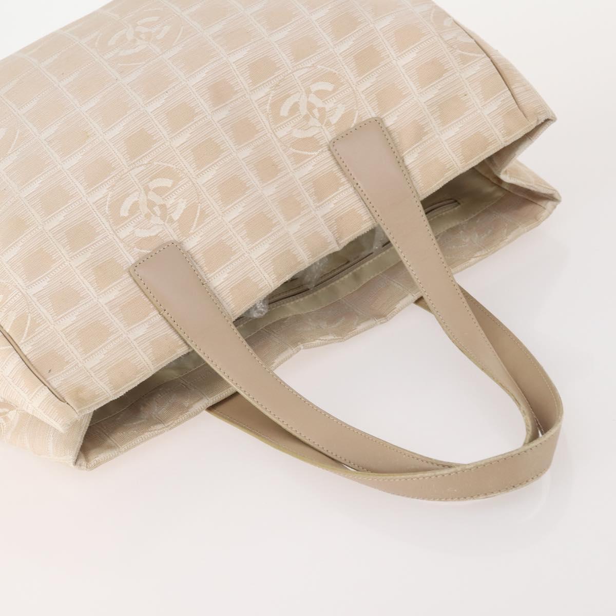 CHANEL New Travel line Tote Bag Nylon 2 Set Yellow Beige CC Auth BA11997