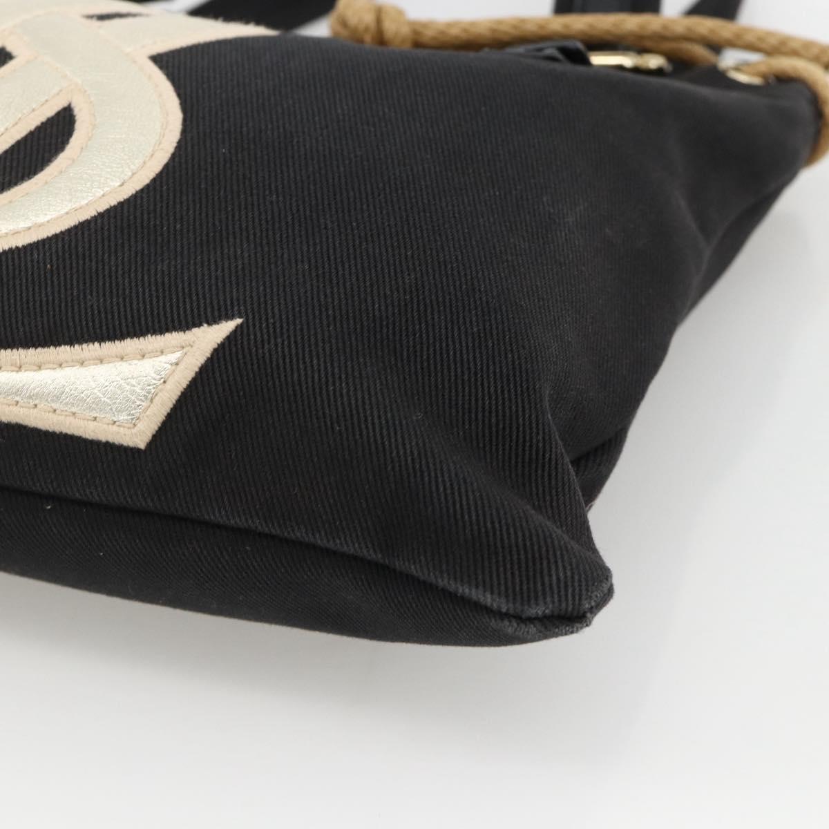 SAINT LAURENT Kahala Tote Bag Canvas Black Gold 123435 Auth BA11999A