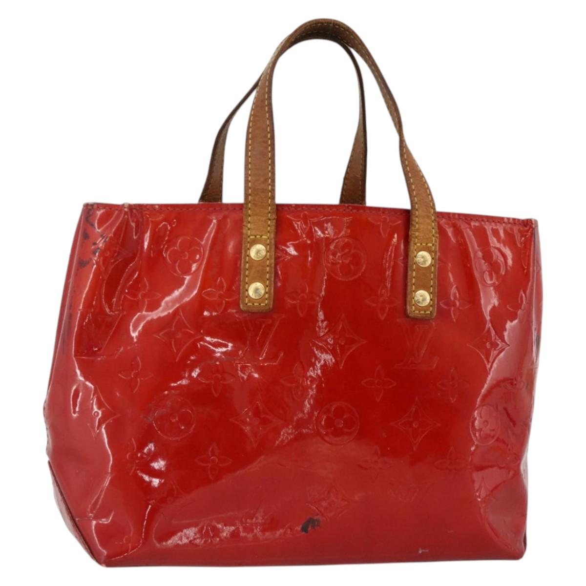 LOUIS VUITTON Monogram Vernis Reade PM Hand Bag Red Rouge M91088 LV Auth BA12001