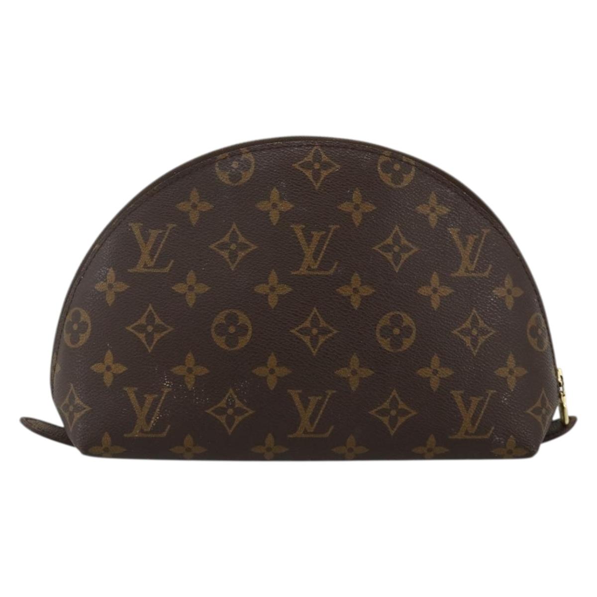 LOUIS VUITTON Monogram Trousse Demi Ronde Cosmetic Pouch M47520 LV Auth BA12002