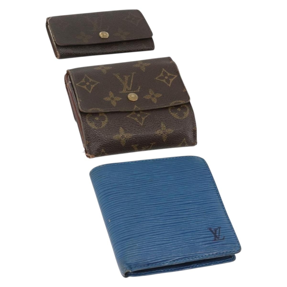 LOUIS VUITTON Monogram Epi Wallet 3 Set Blue LV Auth BA12004