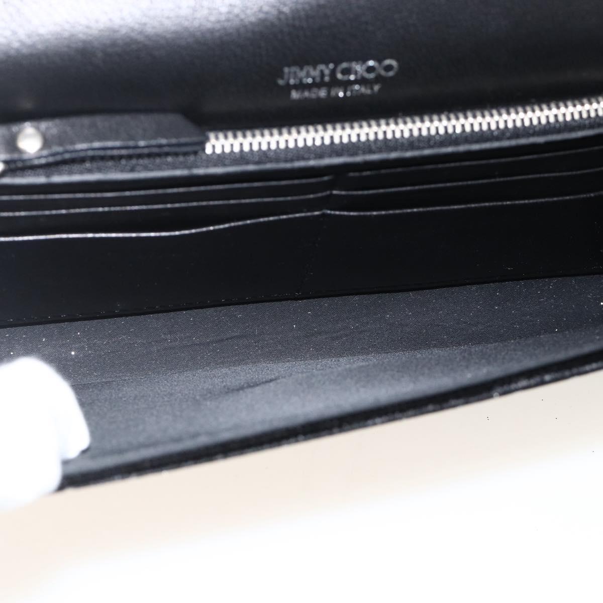 Jimmy Choo Chain Shoulder Bag Velor Black Silver Auth BA12020A