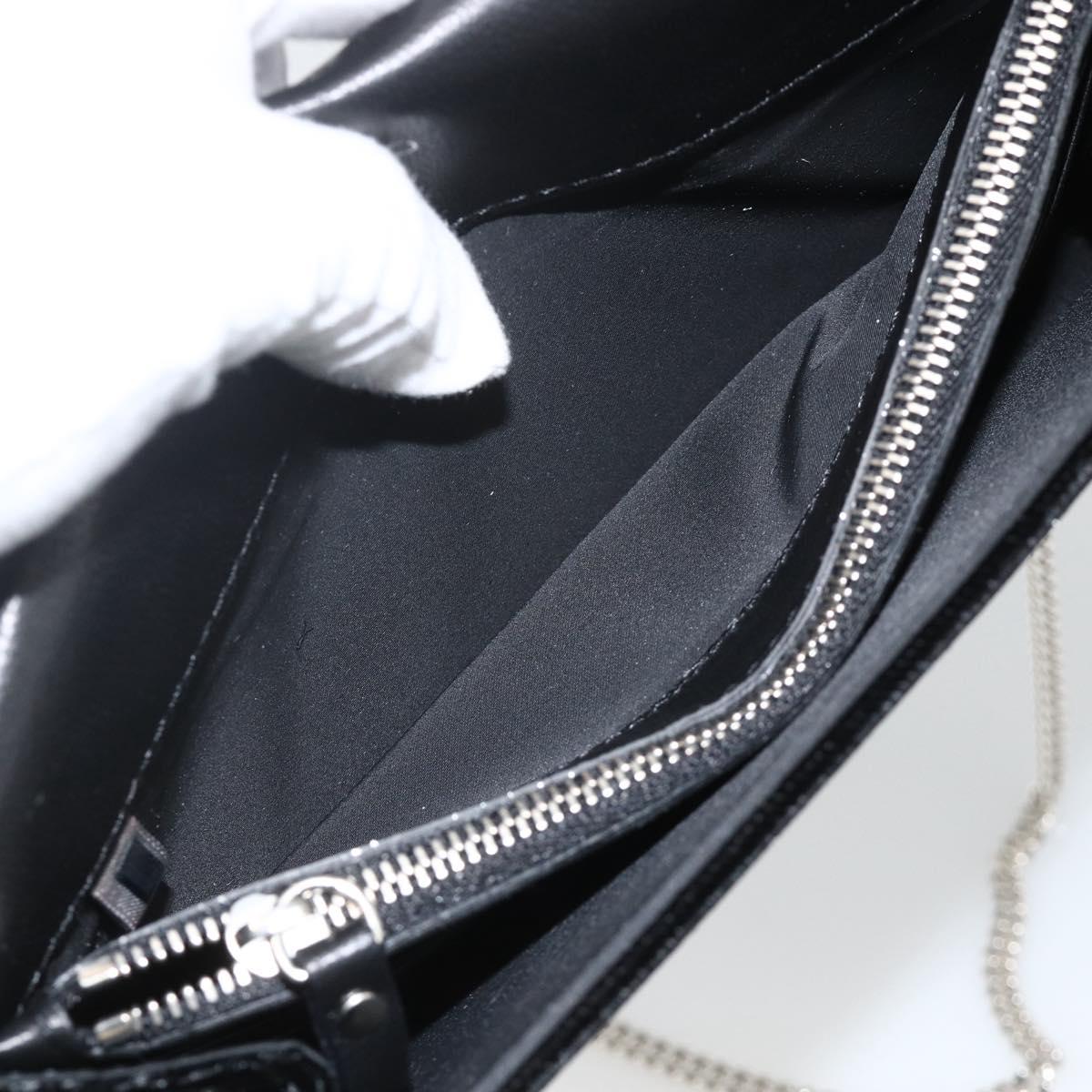 Jimmy Choo Chain Shoulder Bag Velor Black Silver Auth BA12020A