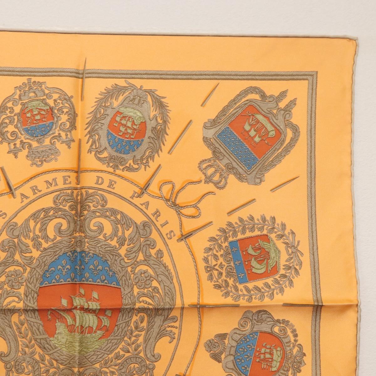 HERMES Carre 45 Scarf ""LES ARMES DE PARIS FLVCVAT NEC MERGITVR"" Auth BA12022A